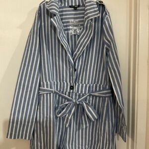 Fashion Nova Blue and White Striped Pajama Set